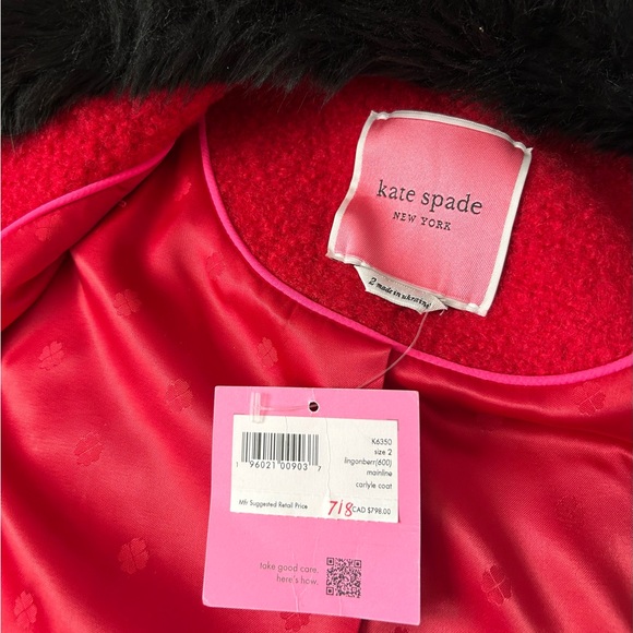 Kate Spade Carlyle Faux Fur Collar Wool Blend Coat - Picture 5 of 6